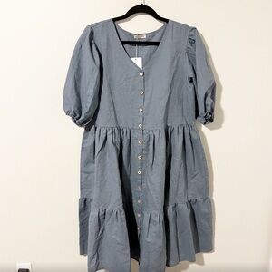 NWT Tiny Bunny Blue Button-Down Tiered Dress Sz XXL